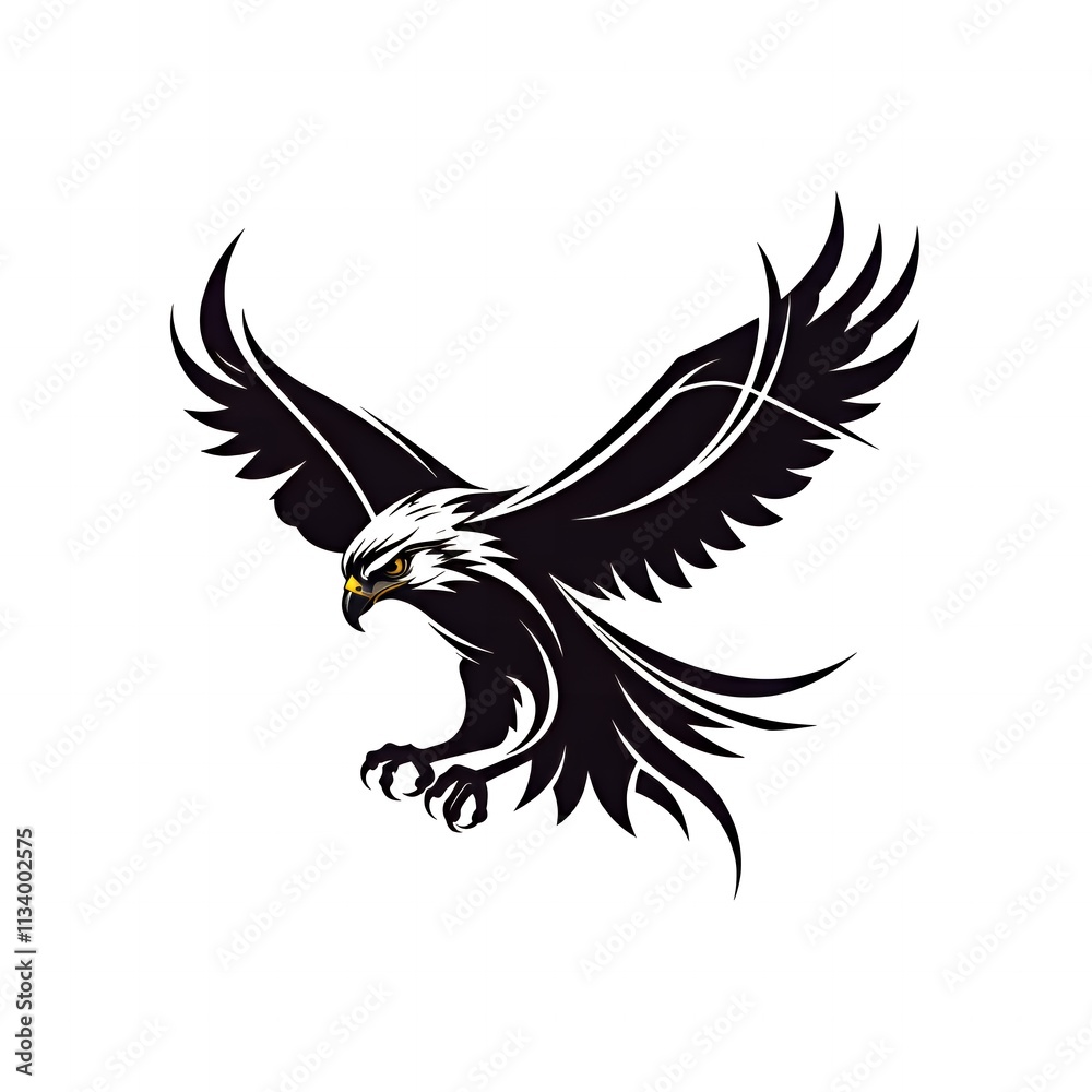 Obraz premium An abstract hawk design, styled to resemble an arrow in flight. Featuring sharp angles and smooth curves on a white background for a sleek aesthetic. 