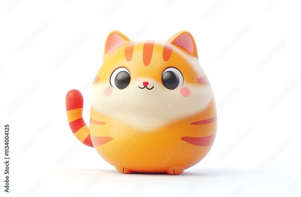 Cute orange cartoon cat, 3D render, isolated on white background. Cute orange cartoon cat, 3D render, isolated on white background.