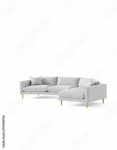 a close up of a couch with a chaise on a white background. photo