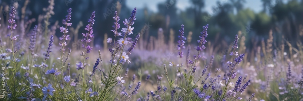 Delicate wildflowers in shades of lavender and blue, scattered on a blurred background , watercolor effect, blue flowers Delicate wildflowers in shades of lavender and blue, scattered on a blurred background , watercolor effect, blue flowers