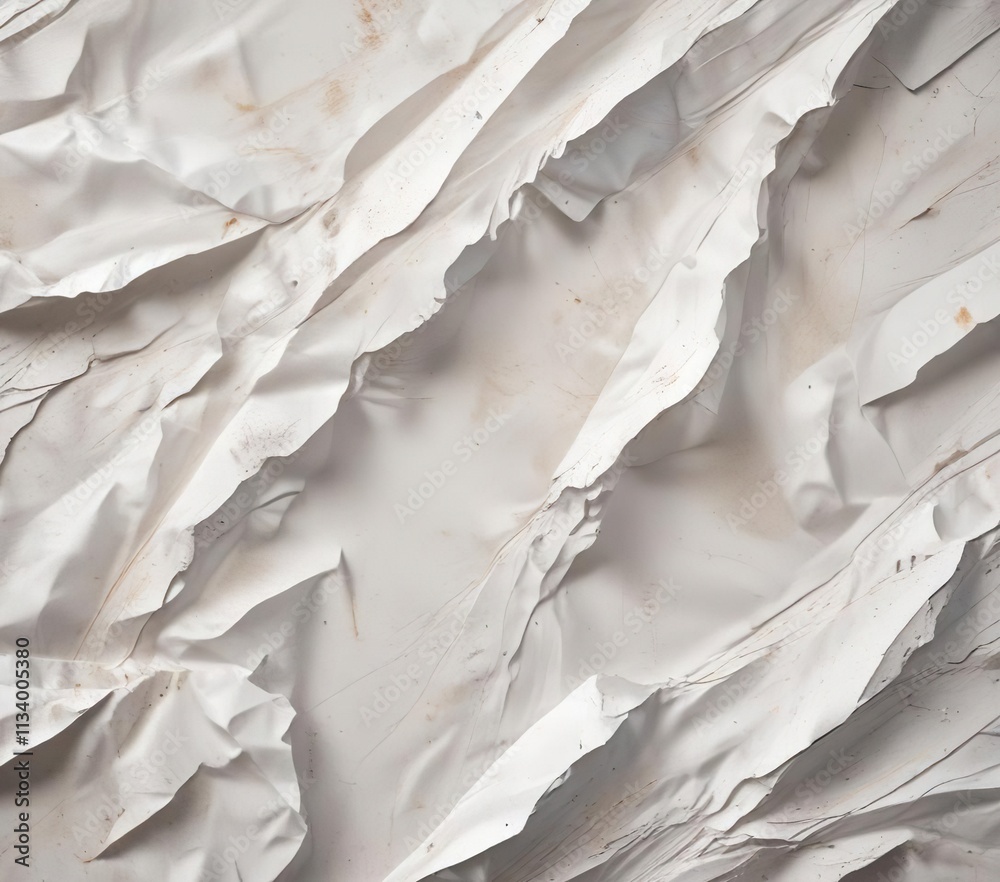 Obraz premium Distressed paper texture with abstract white creases and folds , white, folded, abstract