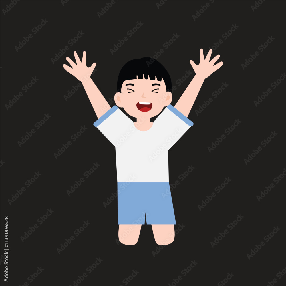 boy training with white and blue sports shirt. with many poses boy training with white and blue sports shirt. with many poses