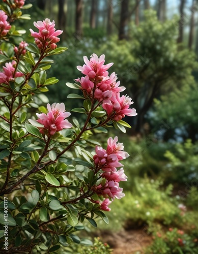 Bearberry flowers Arctostaphylos uva ursi plant in a forest landscape, mountain, arctostaphylos uva ursi photo