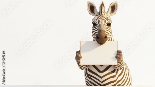 Cute cartoon zebra holding blank sign. (2) photo