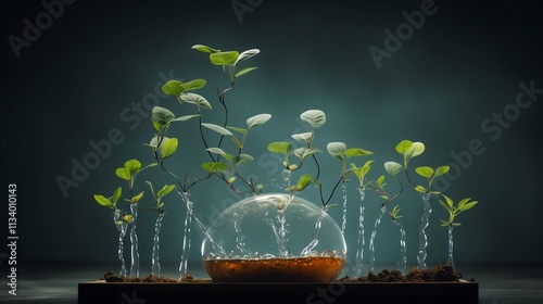 Captivating time lapse footage showcasing the natural cycle of water absorption and release in a single plant over the course of a day