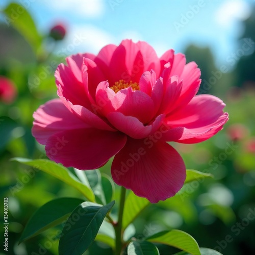 Vibrant Red Dahlia in Bloom