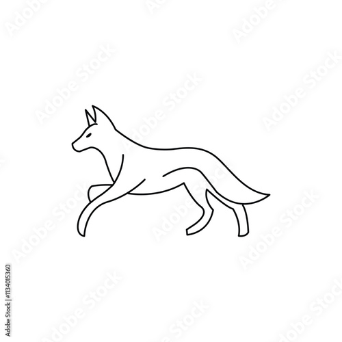 A Running Wild Canine Silhouette, Ideal for Wildlife Stock.