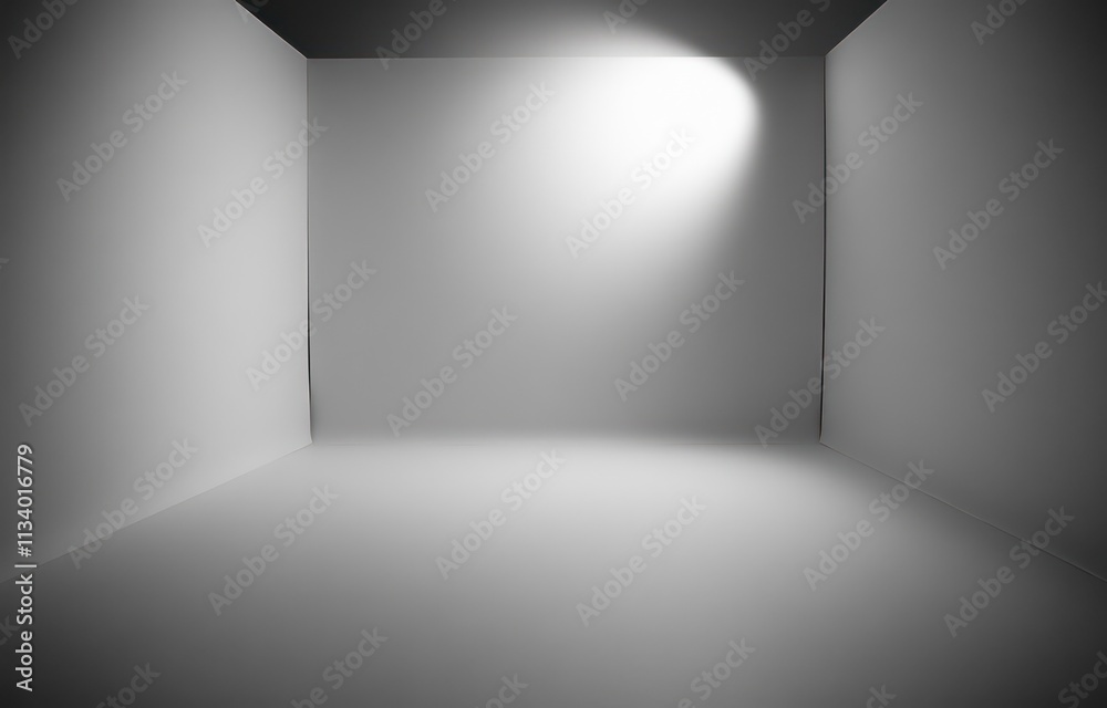 Empty white room with spotlight.