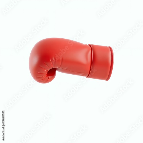 there is a red boxing glove hanging from a wall. photo