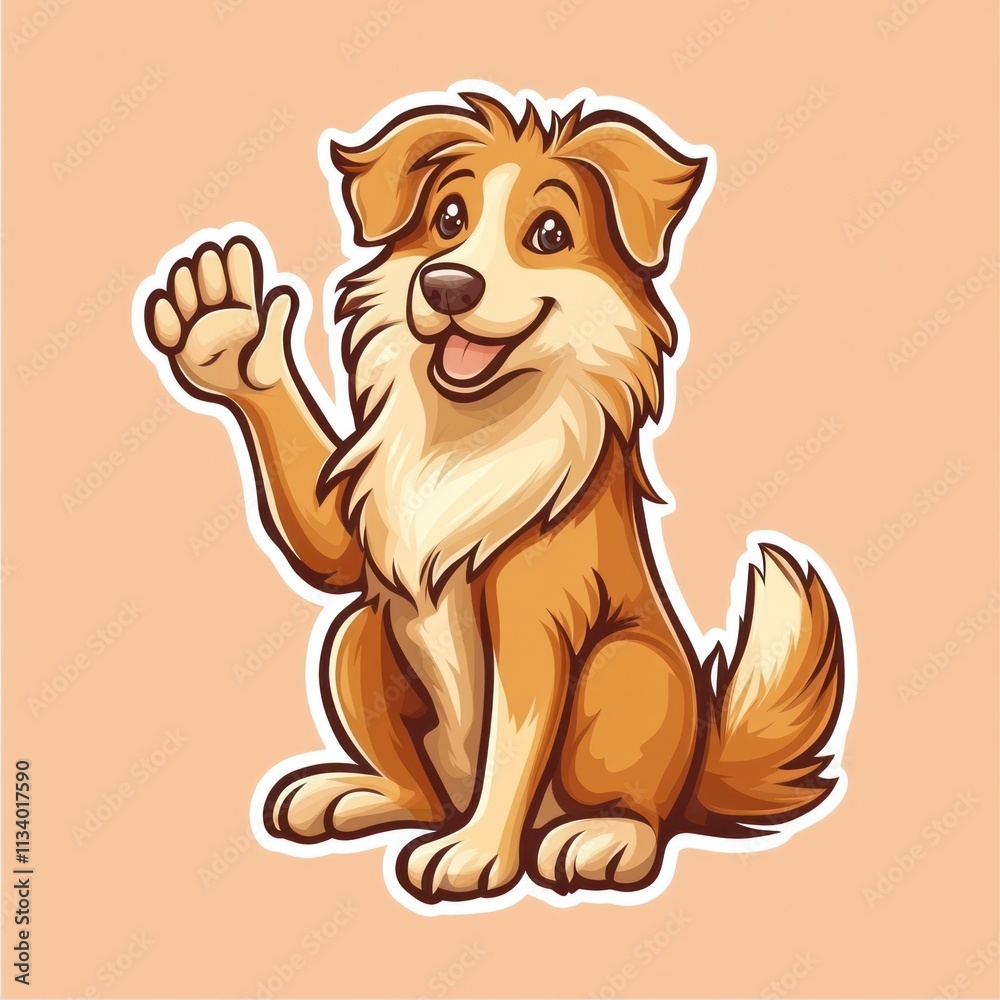Happy cartoon dog waving hello. Happy cartoon dog waving hello.