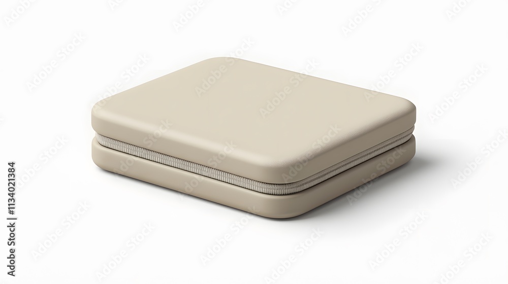 Beige rectangular box with a subtle zipper detail, isolated on white background. Beige rectangular box with a subtle zipper detail, isolated on white background.