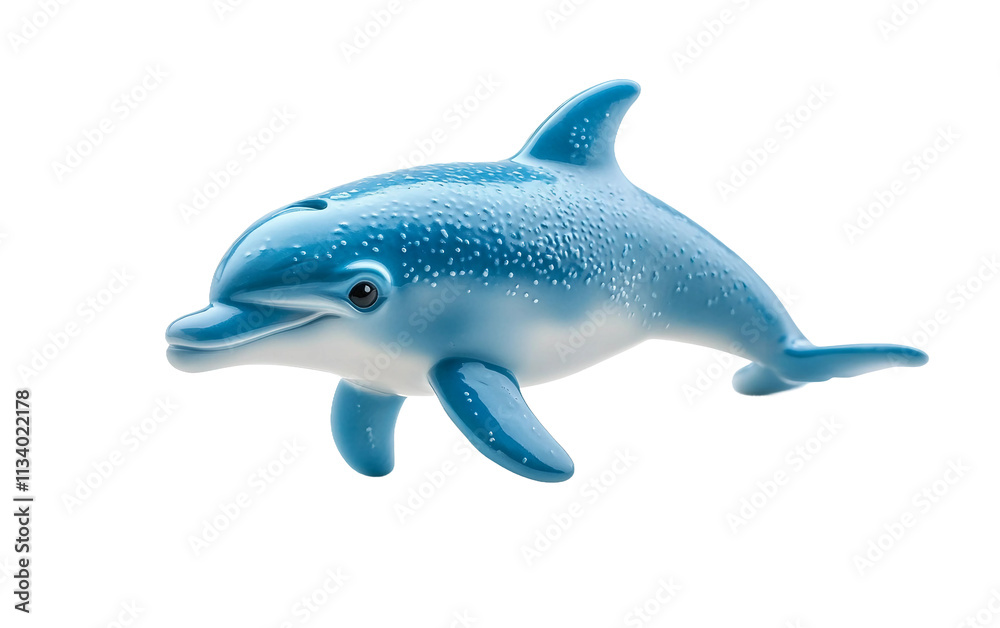 Fototapeta premium Sculpted Blue Dolphin Figure isolated on transparent Background