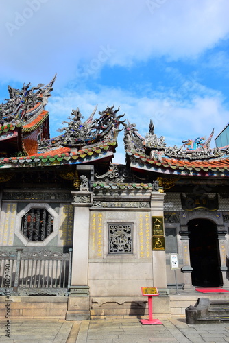 TAIPEI, TAIWAN :DECEMBER 09 2024: Lungshan Temple of Manka is a Chinese folk religious temple in Taipei, Taiwan. Lungshan Temple or Mengjia Longshan Temple is one of largest and oldest in Taipei.