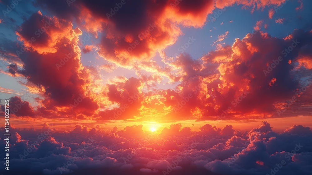 Fiery Sunset Above the Clouds: A Breathtaking Celestial Display Fiery Sunset Above the Clouds: A Breathtaking Celestial Display