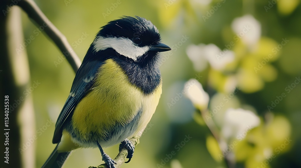 Obraz premium Macro shot of a bird perched, with a soft-focus natural background