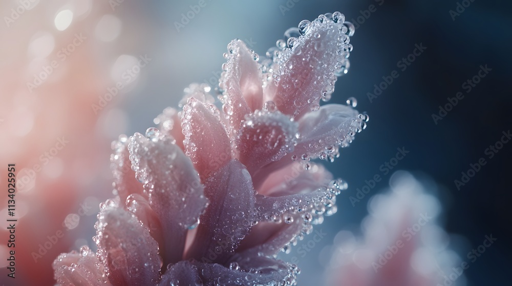 Gentle and soft macro shot of dew on flowers, with a dreamy bokeh effect Gentle and soft macro shot of dew on flowers, with a dreamy bokeh effect