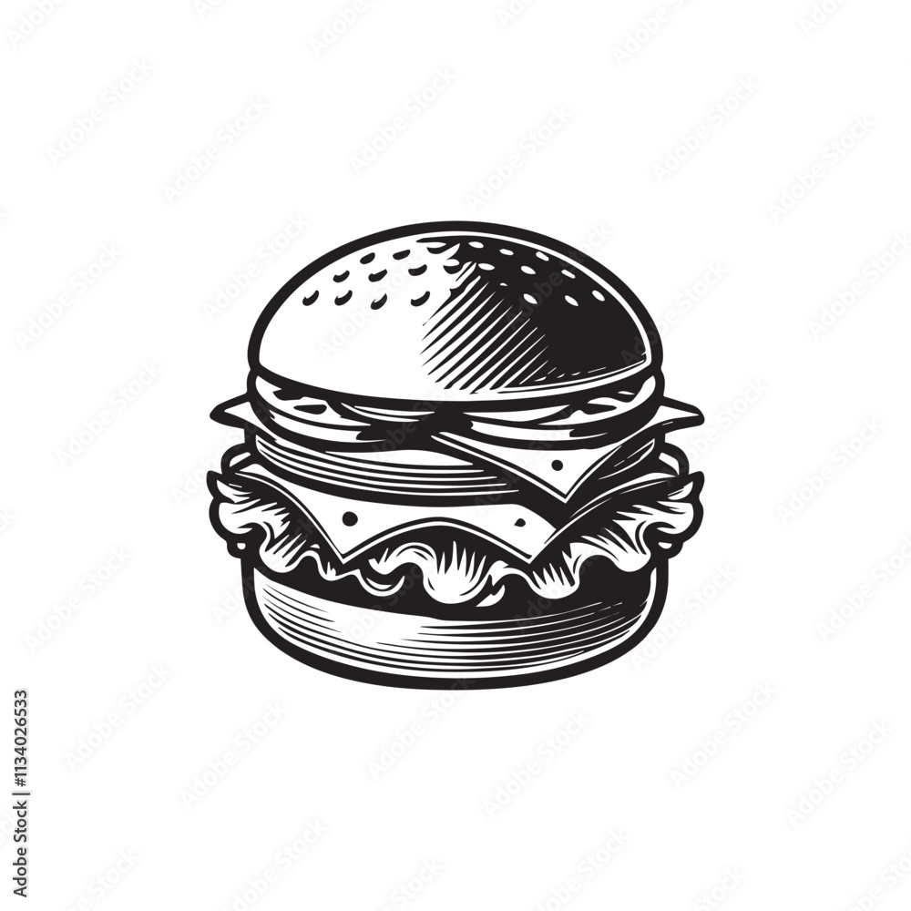 Fototapeta premium Fast food illustration vector - fast food eating clipart