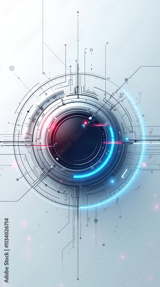 Obraz premium Futuristic Technology Interface with Glowing Circular Central Hub Design