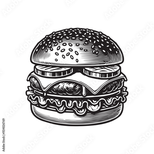 Fast food illustration vector - fast food eating clipart