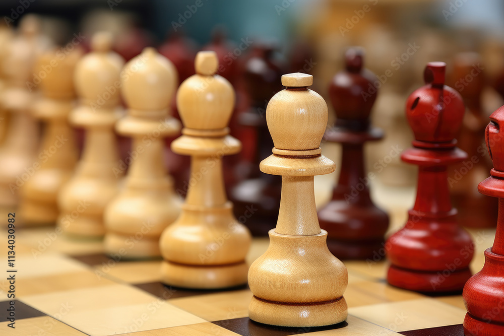 Strategic Chess Game Battle on Wooden Board Strategic Chess Game Battle on Wooden Board