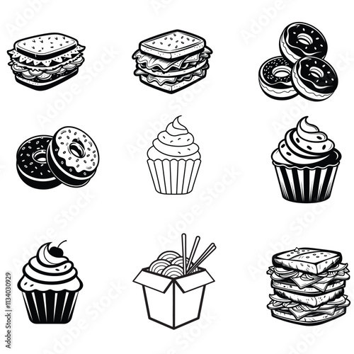 Collection of Fast food illustration vector - fast food eating clipart