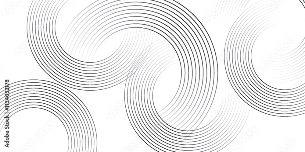 White geometric abstract background overlap layer on bright space with lines effect decoration. Modern graphic design element circles style concept for banner,