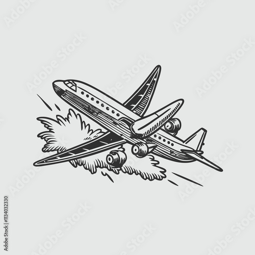 plane crash logo, icon vector white background