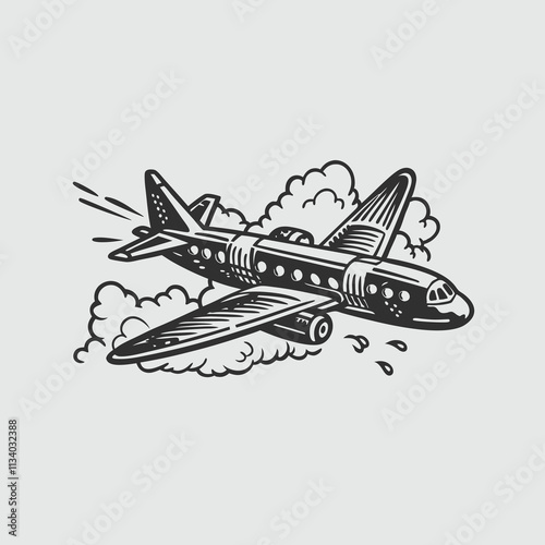 Air travel, tourism flight, plane tickets booking hand drawn isolated on white background