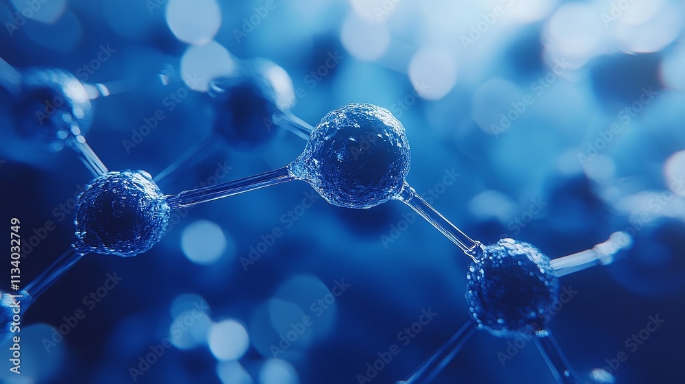 Close-Up of Blue Molecular Structure: Interconnected Atoms in Scientific Research Close-Up of Blue Molecular Structure: Interconnected Atoms in Scientific Research