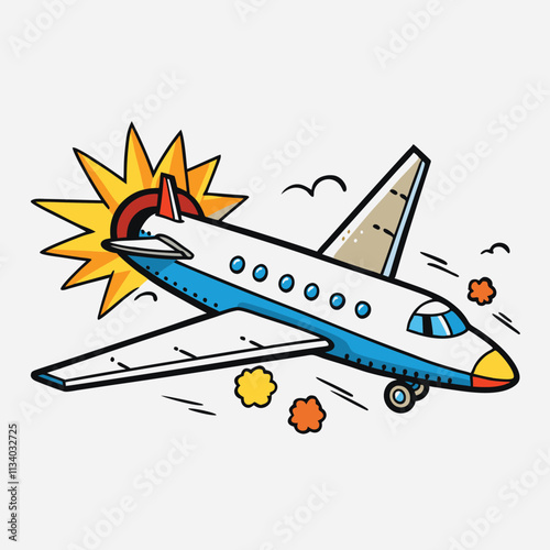 Accident, crash, plane icon with white background