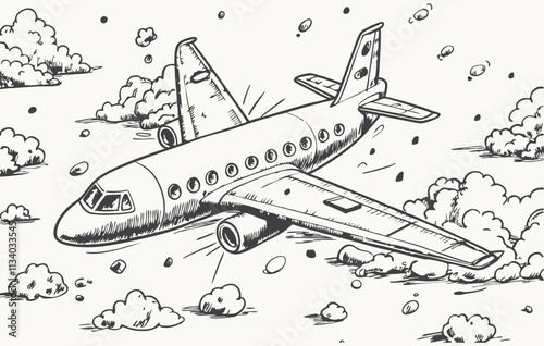 vintage concept of leisure, travel, illustrative airplane on white background