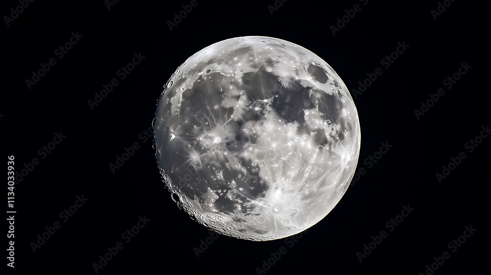 Obraz premium Moon in black cosmic space background.