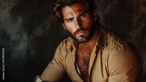 Wallpaper Mural handsome man with beard and tan shirt Torontodigital.ca