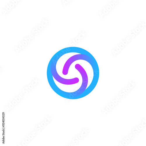 Circle colorful monogram three Connected logo Network Logo Vector.