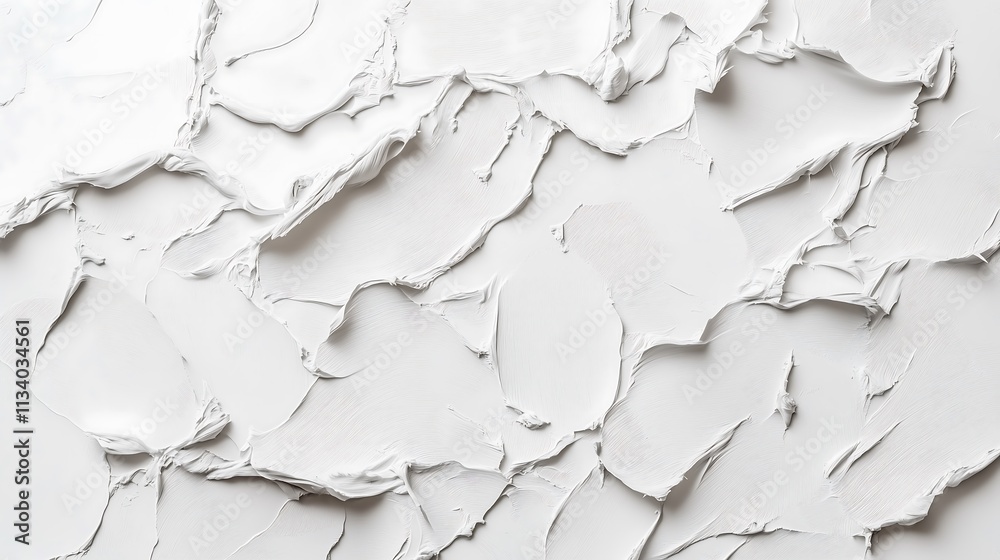 Obraz premium White clay texture, hand painted with a relief effect.