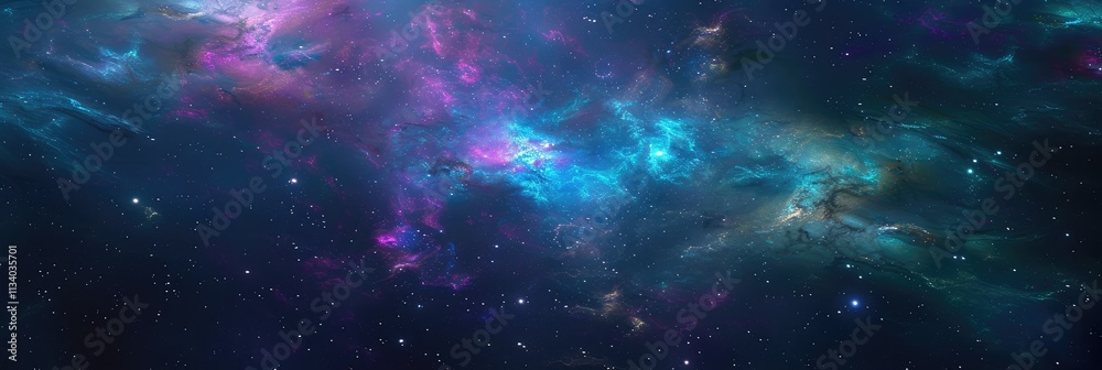 Fototapeta premium Vibrant Cosmic Nebula Panorama Background