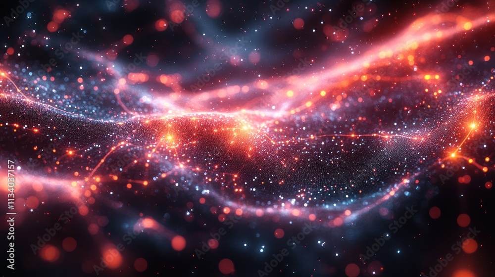 Abstract Cosmic Nebula: Red and Blue Celestial Dance Abstract Cosmic Nebula: Red and Blue Celestial Dance