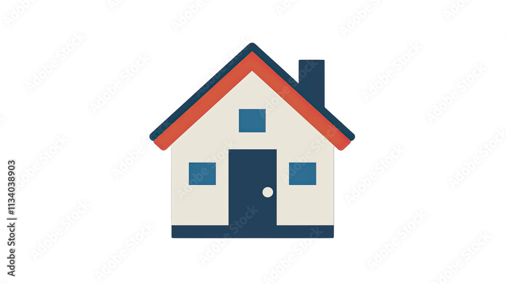 Simple house icon with triangular roof and chimney Simple house icon with triangular roof and chimney