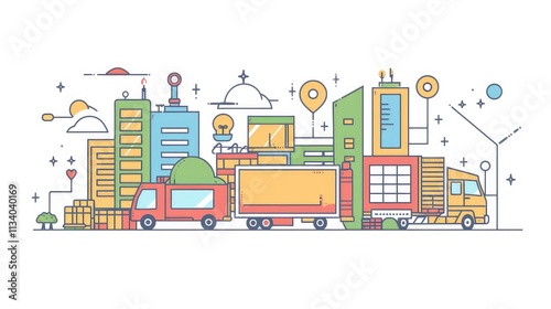 Urban Logistics and Transportation Illustration