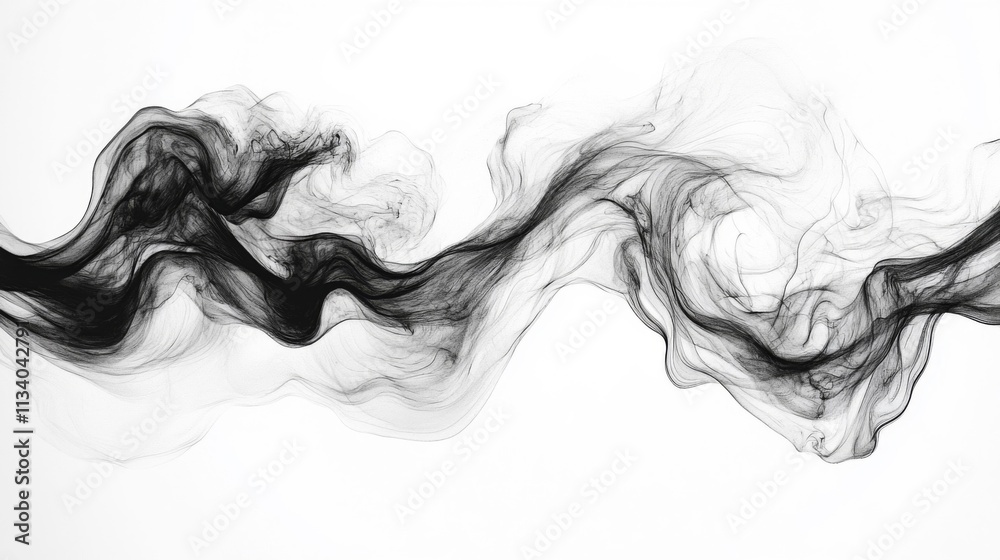 Abstract Black Ink Swirls on a White Background Abstract Black Ink Swirls on a White Background