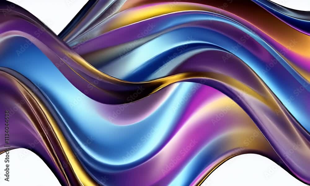 3d rendering multi colored flowing abstract iridescent wave shape


