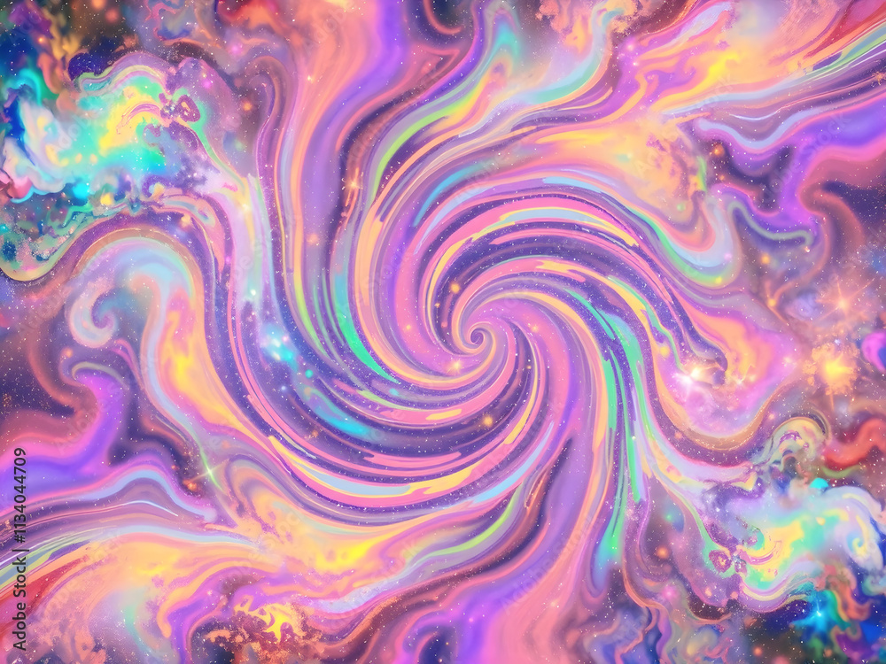 Obraz premium iridescent rainbow galaxy space psychedelic swirl trippy artwork abstract acrylic background