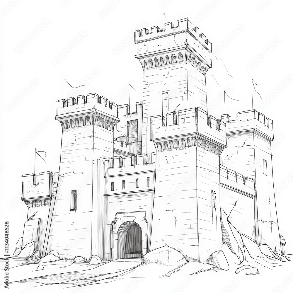 Obraz premium An outlined ancient castle