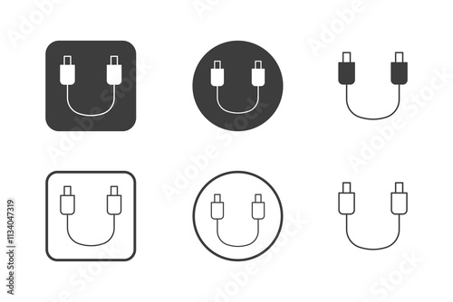 usb cable icon design 6 variations. Set electronic hardware icons. Isolated on white background.