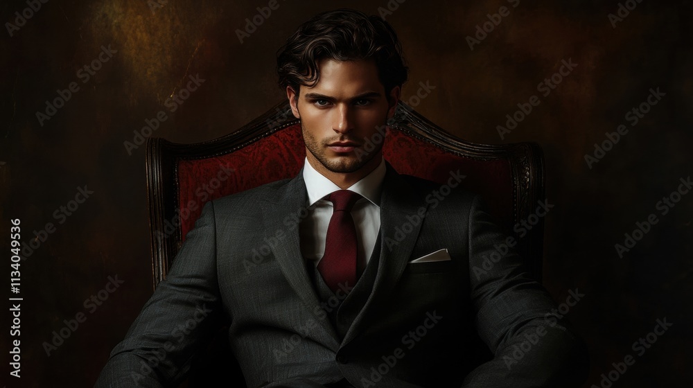 Fototapeta premium elegant man in suit powerful business portrait
