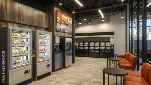 Wallpaper Mural modern vending area with seating and menu board Torontodigital.ca