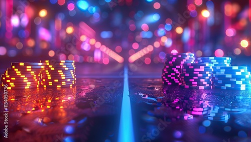 Neon City Casino Chips - Gamble Under the Lights