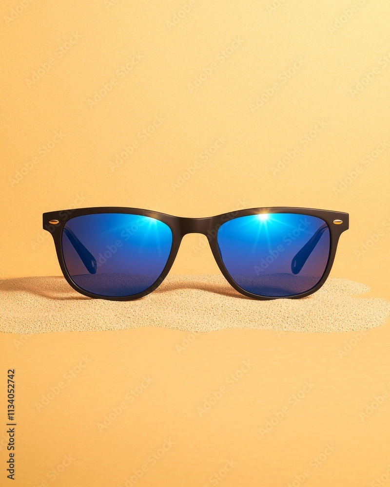 Stylish sunglasses with blue mirrored lenses Stylish sunglasses with blue mirrored lenses