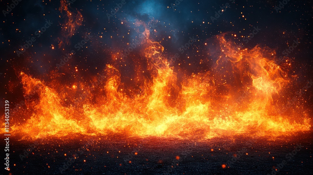 Inferno: A Fiery Blaze, Embers and Ashes Dance in the Night Inferno: A Fiery Blaze, Embers and Ashes Dance in the Night