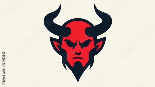 Devil's head silhouette logo in flat style